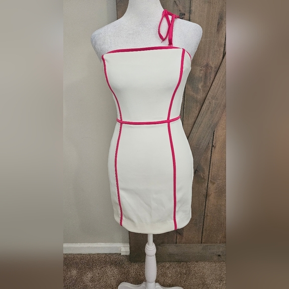 NBD Achillea Stretch Sleeveless/straples Mini in White/pink Contrast.Size XS NWT - Picture 3 of 14